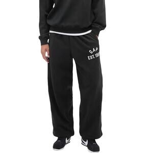 GAP Men's Baggy Fit Logo Pants Sz L New $60 Black Relaxed Fleece Lounge Sweats